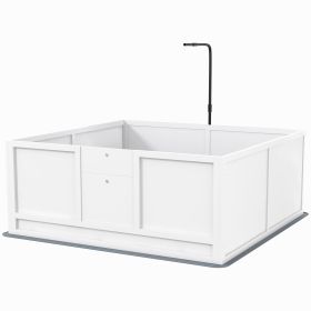 Whelping Box for Puppies Birth with Pee Pad, Pig Rail, Adjustable Door, for Small Medium Large All Breed Dogs, 49" x 48"