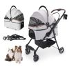 4-Wheel Foldable Pet Stroller for Dogs & Cats 360Â° Rotating Wheels, Separable Carrier & Travel Bag for Small Animals