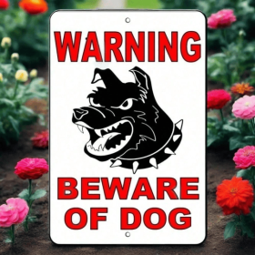 CIFbuy Dog Warning Sign Heavy Duty Metal Yard Security Halloween Decor TikTok, temu pick-up service