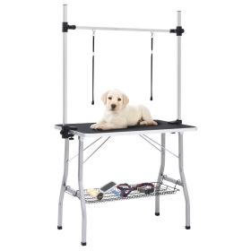 Dog Grooming Table Black Stainless Steel Medium Foldable