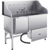 VEVOR 304 Stainless Steel Dog Washing Station, 61 Inch Pet Grooming Tub with Non-Slip Low-Slope Ramp, Storage Drawer, Hot & Cold Faucet