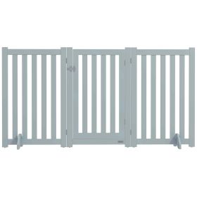 3-Panel Foldable Dog Gate with Feet for Medium Dogs and Below, Grey