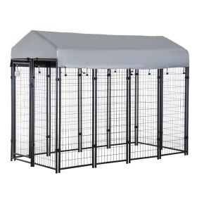 Outdoor Dog Kennel with Waterproof UV-Resistant Cover, 8 x 4 x 6 ft