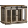47in Dog Crate Furniture with Divider Panel, Wooden Dog Kennel TV Stand for Large Dogs, Pet House Side Table for 2 Small Dogs with Two Rooms Design