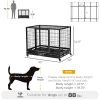 43" Heavy Duty Dog Crate with Removable Tray, Lockable Wheels and Double Door, for Large and Extra Large Dogs, Black