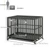 44" Heavy Duty Steel Dog Crate Kennel Pet Cage with Wheels for Convenient Access Anti-Pinching Floor, Black
