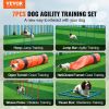 VEVOR Dog Agility Training Equipment, 7 PCS Set Upgrade w/ Adjustable High Hurdles,6 Weave Poles,2 Tunnels,Jump Ring,Pause Box,Whistle,Foldable Bowl