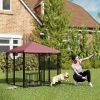 Welded Wire Outdoor Dog Kennel with 360Â° Rotating & 4 Levels Adjustable Bowls, Waterproof Cover, 4.6' x 4.6' x 5'