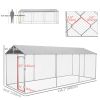 19.7' x 7.5' x 7.5' Outdoor Dog Kennel Dog Run with Waterproof, UV Resistant Cover for All-Sized Dogs, Silver