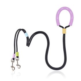 One To Two Anti-escape P-chain Dog Leash for Outdoor (Color: Black, Type: Dogs Leash)