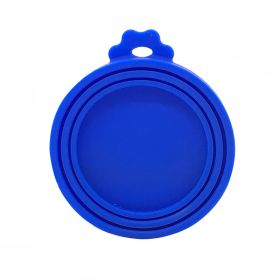 1pc 3 In 1 Reusable Food Storage Keep Fresh Tin Cover Cans Cap Pet Can Box Cover Silicone Can Lid Hot Kitchen Supply Mould Proof Hot (Color: DEEP BLUE)