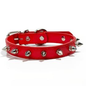 Anti-Bit Pet Necklace; Durable Dog Rivet Collar For Puppy; Pet Supplies (Color: Red, Size: M)