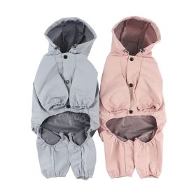 Pet dog clothing waterproof breathable reflective clothing small dog raincoat; Light reflecting strip (colour: pink, Size: S)