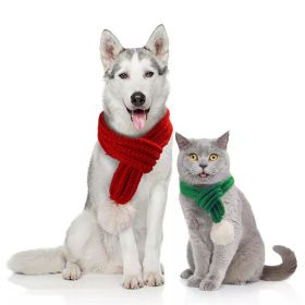 Pet knit Christmas scarf Creative teddy scarf cat dog pet supplies pet clothing dog scarf; cat scarf (colour: green, Size: M)