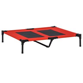 PawHut 36" x 30" Elevated Cooling Dog Cot Pet Bed with Mesh Ventilation for Summer Comfort (Color: Red)