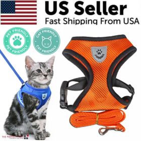 Cat Dog Pet Harness Adjustable Control Vest Dogs Reflective S M L XL Leash (Color: Orange, Size: L)