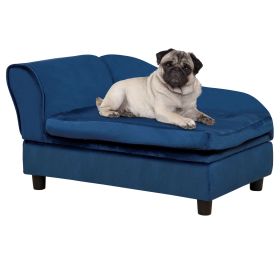 Pet Sofa Bed with Storage, Cushy Couch for Small Dogs, Soft Foam Couch, Modern Pet Furniture (Color: Blue)