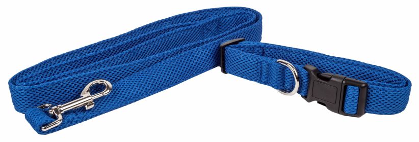 Pet Life 'Aero Mesh' 2-In-1 Dual Sided Comfortable And Breathable Adjustable Mesh Dog Leash-Collar (Color: Blue, Size: large)