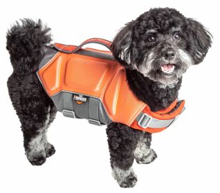 Dog Helios 'Tidal Guard' Multi-Point Strategically-Stitched Reflective Pet Dog Life Jacket Vest (Color: Orange, Size: small)