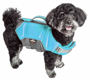 Dog Helios 'Tidal Guard' Multi-Point Strategically-Stitched Reflective Pet Dog Life Jacket Vest (Color: Blue, Size: small)