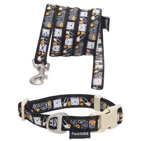 Touchdog 'Caliber' Designer Embroidered Fashion Pet Dog Leash And Collar Combination (Color: Black Pattern, Size: small)