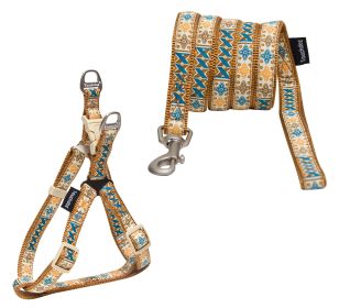 Touchdog 'Caliber' Designer Embroidered Fashion Pet Dog Leash And Harness Combination (Color: Brown Pattern, Size: medium)