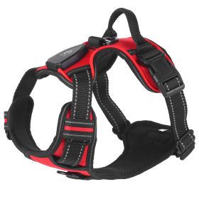 Light Up Dog Harness Rechargeable LED Dog Harness No Pull Lighted Dog Vest with Handle for Small/Medium/Large Dogs (Color: Red, Size: L)