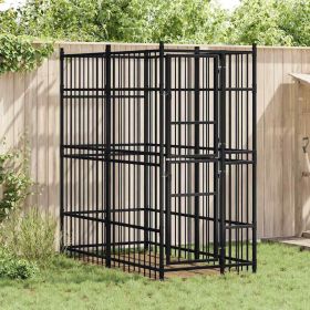 Dog Kennel Black Powder-coated steel One Size Durable (Color: Black)