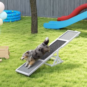 Wooden Dog Agility Seesaw for Training and Exercise, Weather Resistant, 83" L x 16" W x 14" H (Color: White)