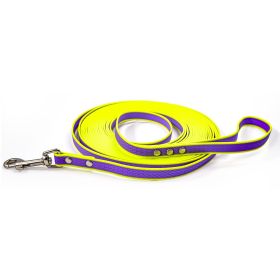 Durable material New style two-color training rope Tangle-free Soft on pet 4.92FT Obedience training Daily walk training Park training  Evening/early (Color: Purple-yellow, Size: 5M)