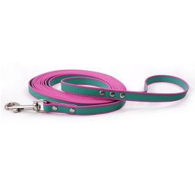 Durable material New style two-color training rope Tangle-free Soft on pet 4.92FT Obedience training Daily walk training Park training  Evening/early (Color: green-purple, Size: 5M)