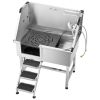 VEVOR 38 Inch Stainless Steel Dog Washing Station, Pet Grooming Tub with Hot & Cold Faucet, Showerhead, Home Wash Sink