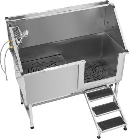 VEVOR Stainless Steel Dog Washing Station, 62 inch Pet Grooming Tub w/ Stairs, PE Water Filter Board (Size/Ramp or Stairs/Door Opening Method: 62 inch/Stairs/Right)