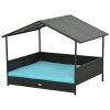 Outdoor Dog House Wicker Dog Bed with Soft Cushion Washable Cover, for Medium Large Dogs Indoor Outdoor
