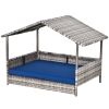 Wicker Pet House Dog Bed for Indoor/Outdoor Rattan Furniture with Cushion