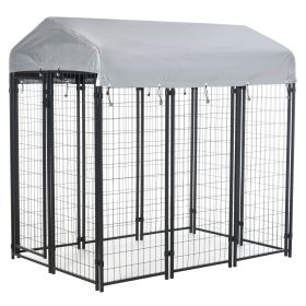 Outdoor Dog Kennel with Waterproof UV-Resistant Cover, 6 x 4 x 6 ft (Color: Black)