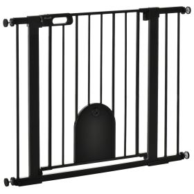 30"-41" Extra Wide Pet Gate Barrier with Small Door, 30"H Dog Gate with Safety Gate Barrier, Stair Pressure Fit (Color: Black)