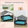 Outdoor Dog House Wicker Dog Bed with Soft Cushion Washable Cover, for Medium Large Dogs Indoor Outdoor