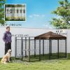 Dog Kennel Outdoor with Waterproof Canopy, Dog Run with Galvanized Chain Link for Large and Medium Dogs